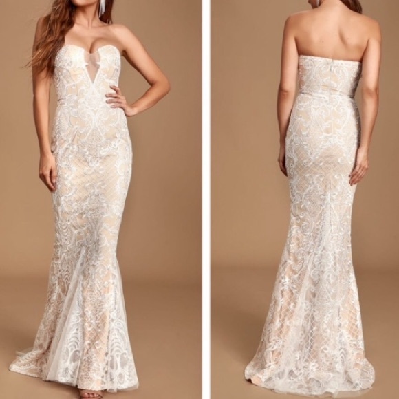 Lulus Dresses & Skirts - 💙Lulus Bariano Medusa Sweetheart Lace Gown